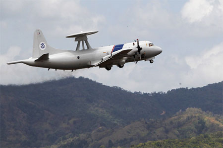 A US Navy P-3 Orion Maritime patrol aircraft