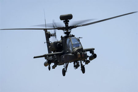 An Army AH-64 Apache helicopter