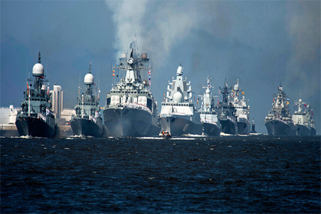 Russian Navy ships during parade to mark Russian Navy Day in Kronshtadt