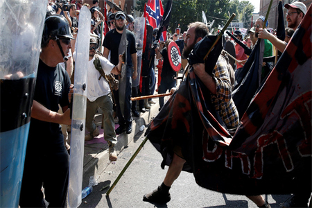 White supremacists clash with counter protesters at a rally in Charlottesville, Virginia, US, August 12,