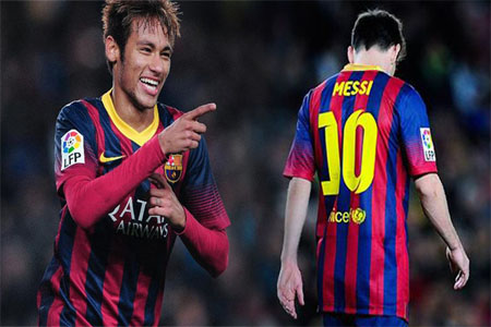 نجما برشلونة نيمار وليونيل ميسي