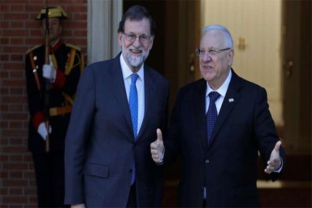 الرئيس الإسرائيلي رؤوفين ريفيلن والملك الإسباني فيليب السادس