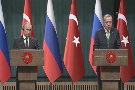 أردوغان وبوتين خلال المؤتمر الصحافي