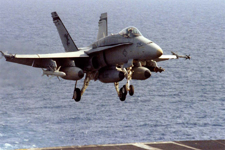 US Navy F-18 fighter jet.