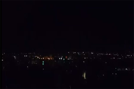 twitter screenshot from video showing Damascus skyline on April, 14