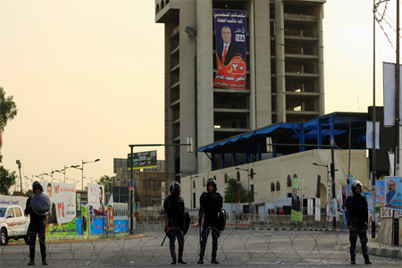 Police in Tahrir Square, central Baghdad, Iraq