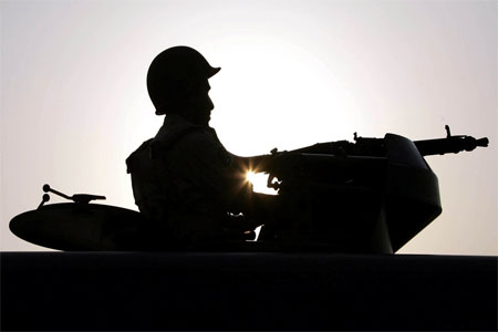 A Saudi soldier takes part in a military parade on Jan. 15, 2005, in Mecca, Saudi Arabia. (Abid Katib/Getty Images)
