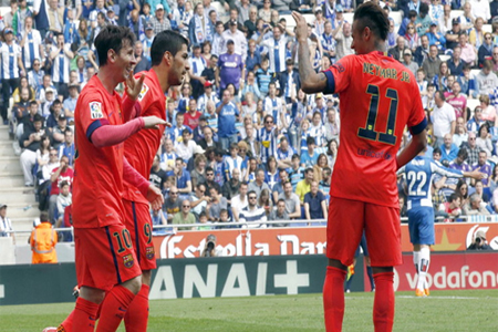 ثلاثي هجوم برشلونة المرعب ميسي ونيمار وسواريز