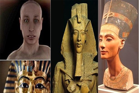 نفرتيتي وأخناتون وتوت عنغ آمون