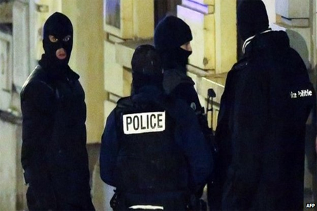 The centre of Verviers was sealed off by heavily armed police