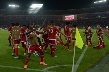 لاعبو غينيا الاستوائية يحتفلون بانتصارهم في كأس أمم إفريقيا على الغابون والتأهل للدور الثاني للبطولة