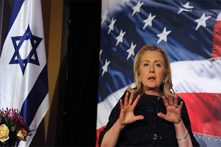 FILE PHOTO: U.S. Secretary of State Hillary Clinton answers questions from the audience at the 2012 Saban Forum on U.S.-Israel relations gala dinner in Washington, November 30, 2012