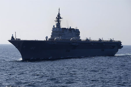The Izumo military helicopter carrier of the Japan Maritime Self-Defense Force (JMSDF)