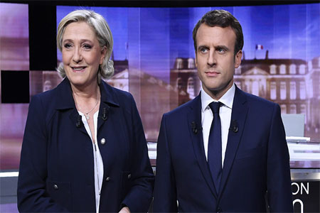 Emmanuel Macron (R) and Marine Le Pen